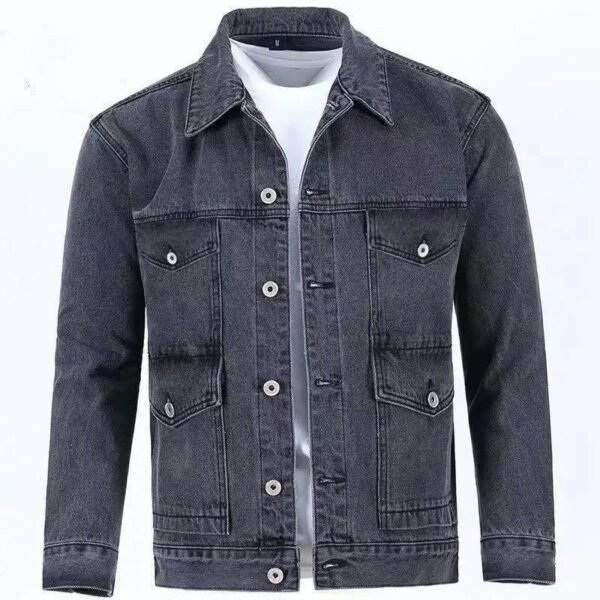 2023 Spring and Autumn New Fashion Trend Solid Color Denim Jacket Men's Casual Loose Comfortable Large Size High Quality Coat - Image 3