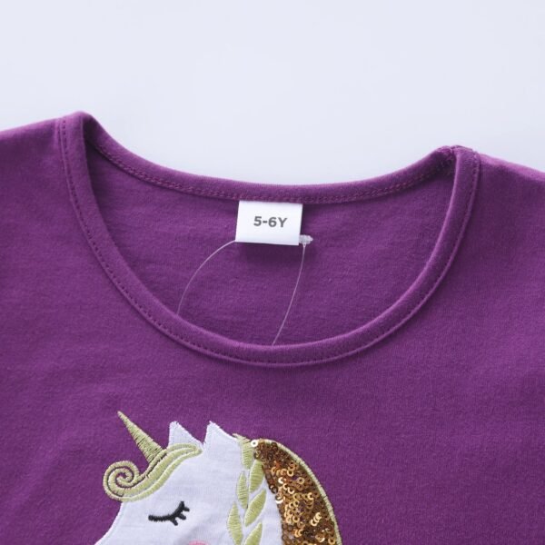 Girls' Autumn Long Sleeve Mesh Cartoon Unicorn Dress LH1696 - Image 6