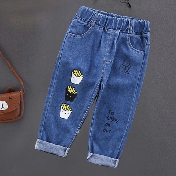 Spring Autumn Children Jeans  Boys Cotton Print Splice Stretch Denim Pants Korean Teenage Trousers Wear Kids ClothingDenimRipped - Image 4