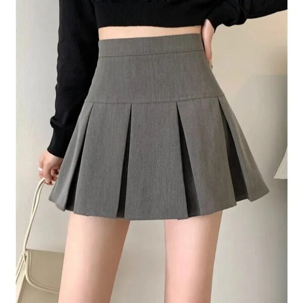 2025 Summer New Women Slim Solid Color Pleated Short Skirt College Style Pure Want To High-waisted Skinny-proof A- line Clothing - Image 8