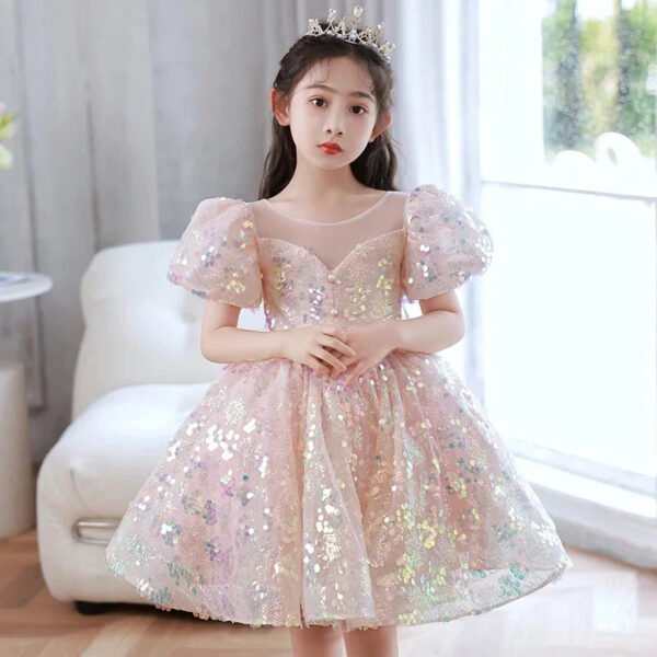 Kids Birthday Party Dresses for Little Girl Size 2 To 14 Years Prom Sequin Dress 2023 Luxury Gowns Sky Blue Evening Formal Frock - Image 10