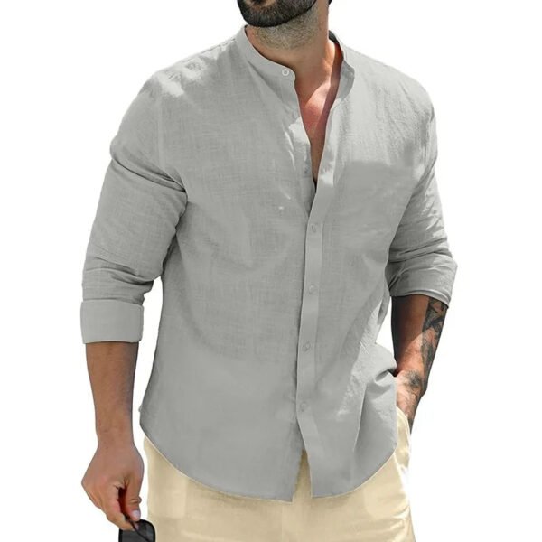 Autumn Mens Long Sleeve Shirts Cotton Business TShirts Men Breathable Solid Color Streetwear Button Shirts for Men White Shirt - Image 8