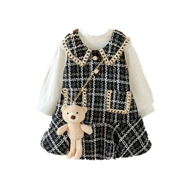 Baby Girls winter Princess Patchwork Dress 2022 New Fashion Party Costumes Kids Bowtie Casual Outfits Baby Lovely Suits 2-7Y - Image 6
