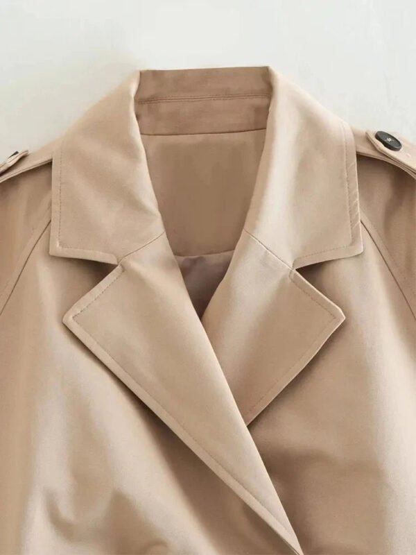 2024 Belt Cropped Trench Spring Jacket Women Vintage Streetwear Double Breasted Long Sleeve Top Female Coat Outfits - Image 5