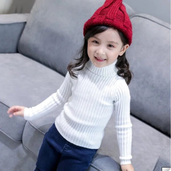 Baby Girls Winter Turtleneck Knitted Sweaters Clothes 2024 Autumn Children Boys Pullover Kids Knitwear - Image 2