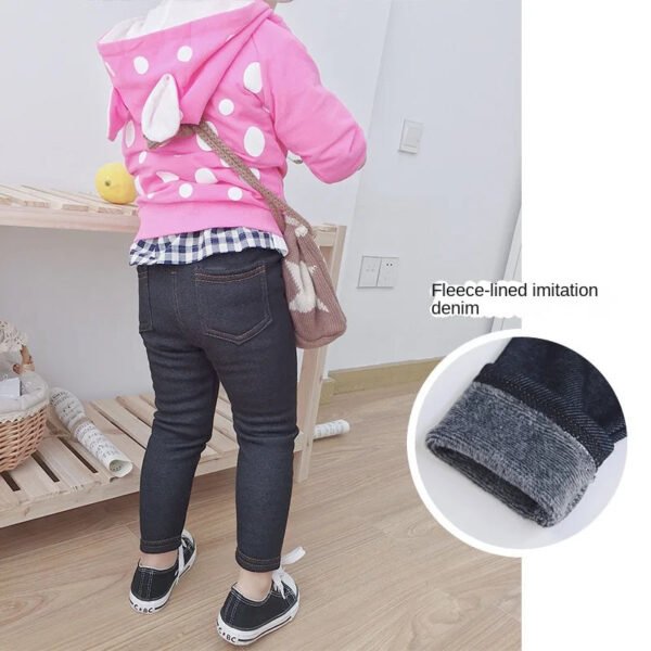 Children's Jeans Boys and Girls' Solid color Thin Velvet Elastic Belt Jeans Infant Elastic Denim Pants1-6Y - Image 12