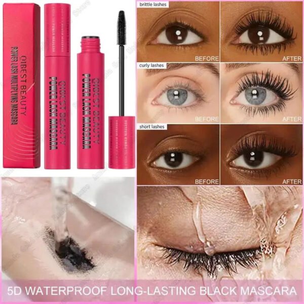 5D Waterproof Mascara Lengthening Eyelashes Women's Make-up Waterproof Mascara Black Silk Fibre Mascara Korean Cosmetics New - Image 4