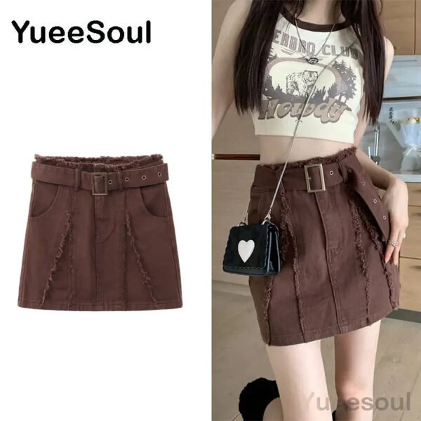 Brown Mini Skirts 2023 New Y2K Vintage High Waist Women Pleated Skirt Chic Sweet Cute Preppy Style Casual 90s E Girl Dance Skirt - Image 19