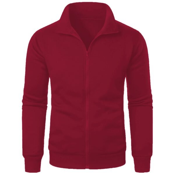 Men's casual sports zipper stand collar hoodie coat men's solid color cardigan - Image 10
