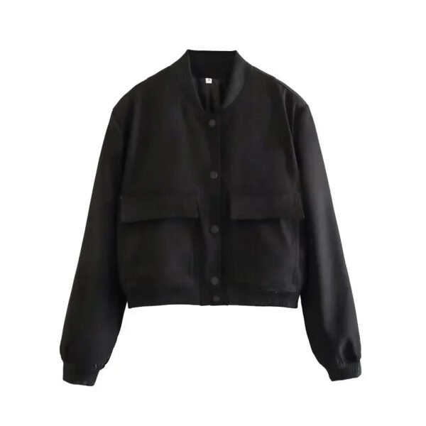 ASDS woman bomber jacket coat White autumn winter button baseball aviator cropped jackets for women long sleeve crop outerwear - Image 9
