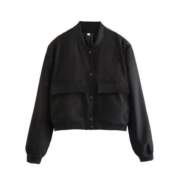 Willshela Women Fashion Solid Bomber Jackets Coat With Pockets V-Neck Single Breasted Long Sleeves Female Chic Lady Outfits - Image 8
