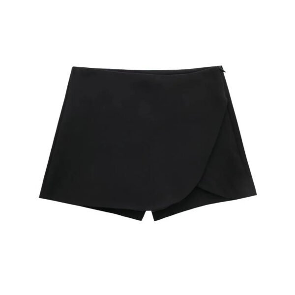 TRAF 2024 Black Mini Skirt Shorts Woman Fashion Asymmetric Skort For Women High Waist Short Skirts Woman Summer Casual Shorts - Image 2