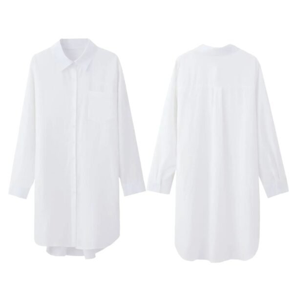 Long Shirt Women 2023 Vintage Pocket Shirts &Blouses Oversized Long Sleeve Blouse Fashion Women's Clothing Button Up Womens Tops - Image 5