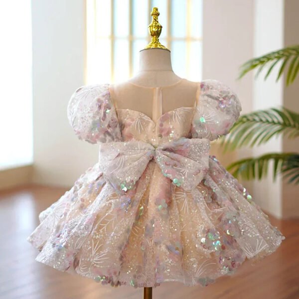 Kids Birthday Party Dresses for Little Girl Size 2 To 14 Years Prom Sequin Dress 2023 Luxury Gowns Sky Blue Evening Formal Frock - Image 11