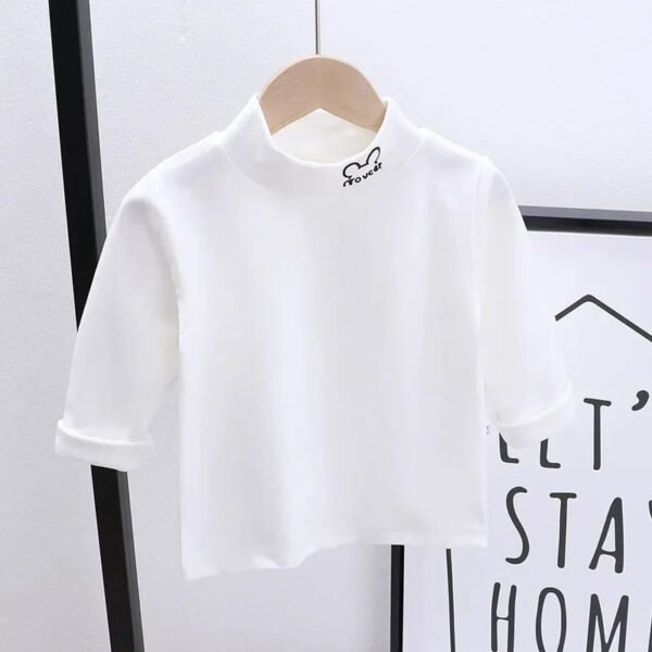 Autumn Winter Children Kids Boys Girls T-shirts Tops Turtleneck Solid Long Sleeve Warm Fleece Bottoming Shirts Tees for Kids - Image 7