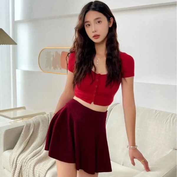 Anti-exposure Female Korean Style Sun Skirt Lined Pleated Skirt Fashionable and Casual New Women's Large Size Half-length - Image 4