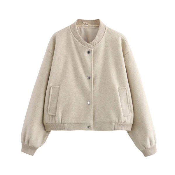 TRAF 2024 Women Jacket Cropped Bomber Jackets For Women Beige Black Tweed Jacket Woman Fashion Long Sleeve New In Short Coats - Image 11