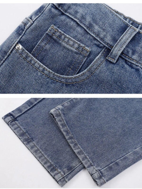 2025 New Korean Men's Casual Long Jeans Classic Man Straight Denim Wide-leg Pants Solid Color Light Blue Grey Black 3XL - Image 4