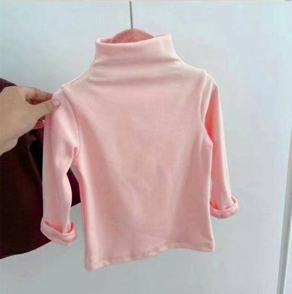 Autumn Winter Children Kids Boys Girls T-shirts Tops Turtleneck Solid Long Sleeve Warm Fleece Bottoming Shirts Tees for Kids - Image 7