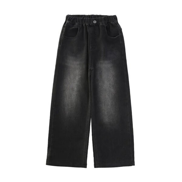 2024 New High Quality Girls Jeans Vintage Denim Wide Leg Pants Kids Clothing Children Casual Solid Trousers For Teenager Clothes - Image 4