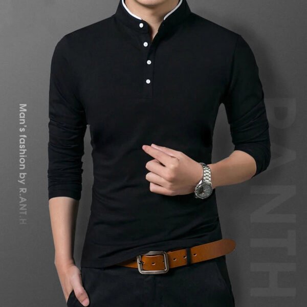 Men's Business Casual Long Sleeve Polo T-shirt Summer Comfortable Breathable Top for Formal Occasions - Image 3
