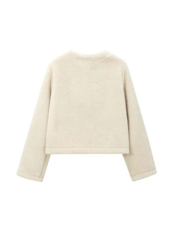 TRZA-Thick Warm Faux Fur Jacket for Women, Long Sleeve Coat, Front Toggle, Female Outerwear, Chic Tops, Fashion - Image 2