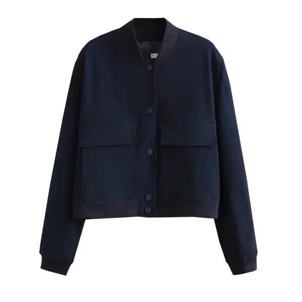 ASDS woman bomber jacket coat White autumn winter button baseball aviator cropped jackets for women long sleeve crop outerwear - Image 7