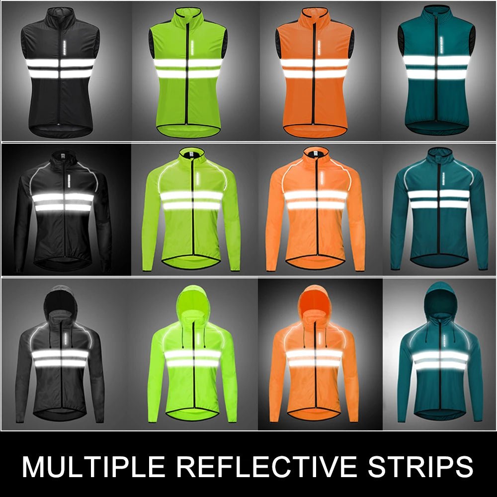 WOSAWE Cycling Windbreaker Men Packable Windproof Reflevtive Jacket Running Biking Hiking Riding Wind Coat MTB Bicycle Jersey - Image 2