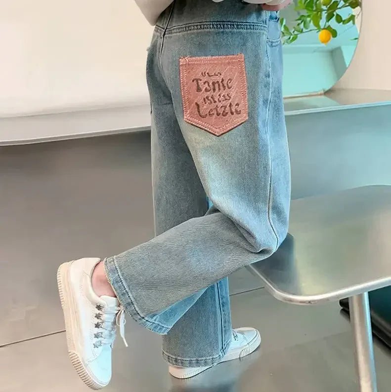 Korean Style Children Embroidery Jeans for Girls Denim Pants for Girls Spring High Waist Straight Trousers for Kids Teenagers - Image 7