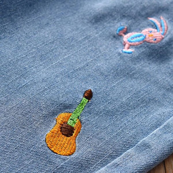 Girls Cartoon Embroidery Jeans 2023 Fashion Autumn New Baby Kids Casual Elastic Waist Pockets Denim Pant Cotton Children's Pants - Image 5