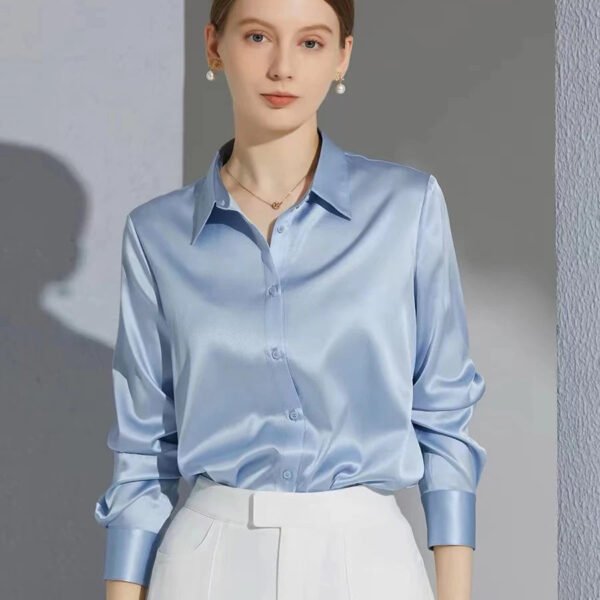 All-match Satin Finish Shirts And Blouses Women Clothing Casual Top OL Long Sleeve Button Elegant Shirts French Solid Blouses - Image 8