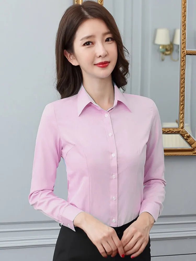 Fashion Women Shirt White Shirt Female Long-sleeve Professional Shirt Formal Dress Large Size Work Clothes OL Button Womens Tops - Image 10