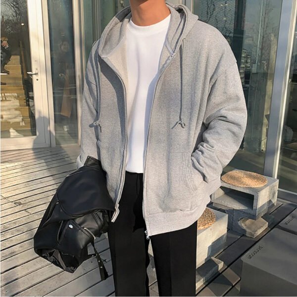 Fashion Mens Jacket Coat Long Sleeve Sweatshirts Oversized Zipper Hoodies Streetwear Loose Man Hoodies Casual Jacket - Image 6