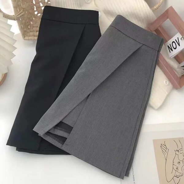Lucyever Black Gray Women Skirts A-Line Korean Style High Waist Split Mini Skirt Woman Simple Casual Office Shorts Skirts Female - Image 2