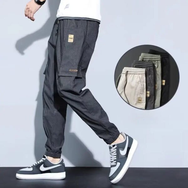 2024 new overalls men spring and fall trend men's casual pants Fashion handsome street style long pants nine-point pants - Image 5
