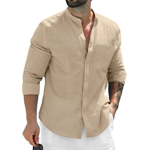 Autumn Mens Long Sleeve Shirts Cotton Business TShirts Men Breathable Solid Color Streetwear Button Shirts for Men White Shirt - Image 3