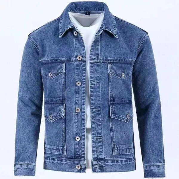 2023 Spring and Autumn New Fashion Trend Solid Color Denim Jacket Men's Casual Loose Comfortable Large Size High Quality Coat - Image 4