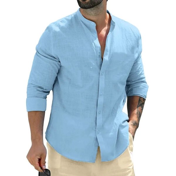 Autumn Mens Long Sleeve Shirts Cotton Business TShirts Men Breathable Solid Color Streetwear Button Shirts for Men White Shirt - Image 10