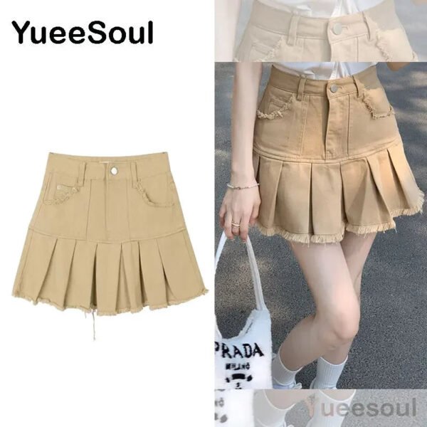Brown Mini Skirts 2023 New Y2K Vintage High Waist Women Pleated Skirt Chic Sweet Cute Preppy Style Casual 90s E Girl Dance Skirt - Image 4
