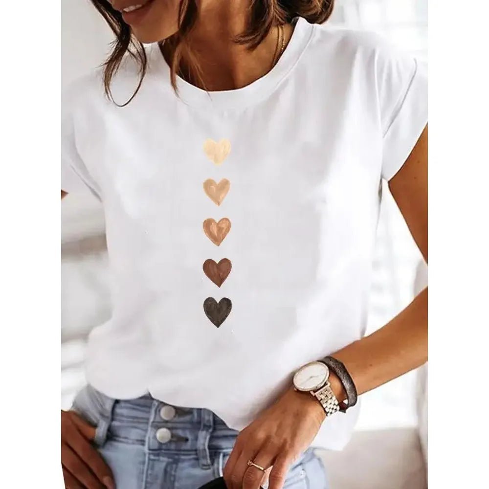 Love Heart Print Women Summer T Shirt Girl O Neck Funny Y2K Tops Tee Female 90s Casual Clothing - Image 7