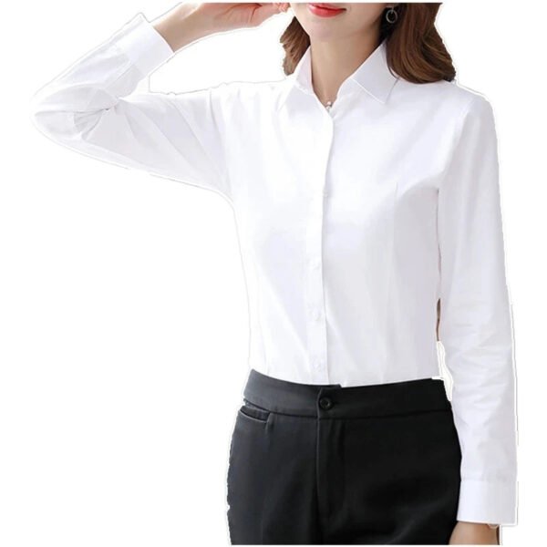 Elegant Women Shirts Woman White Shirt Long Sleeve Blouse Office Lady business Pink Shirts Button Solid Women work Blouses Tops - Image 3
