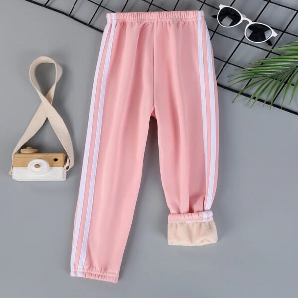 Autumn and winter children's solid color sports plus velvet pants boys and girls comfortable leisure warm sports fashion pants. - Image 4
