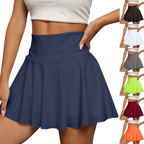 Women's Sports skirt Casual High Waist Gym Quick Dry Mini Skirts Solid Color Short Half faldas Sport tennis Pleated Skirt saia - Image 5