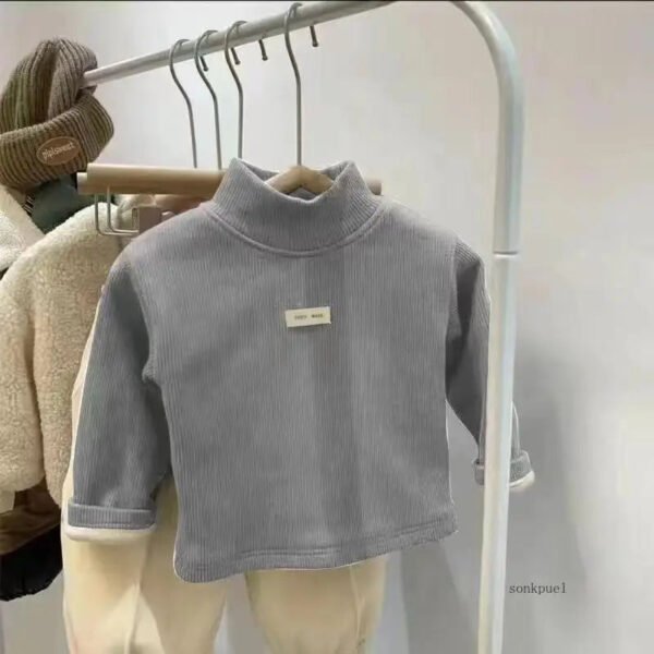 Children's Autumn Winter Half High Neck Pullover Long Sleeve Bottom Shirt Kids Baby Boys Girls Clothing Tops - Image 2