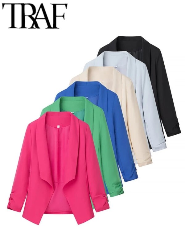 TRAF 2025 Woman Fashion Candy Mini Suits Casual Slim 6-color Soft Coats Spring