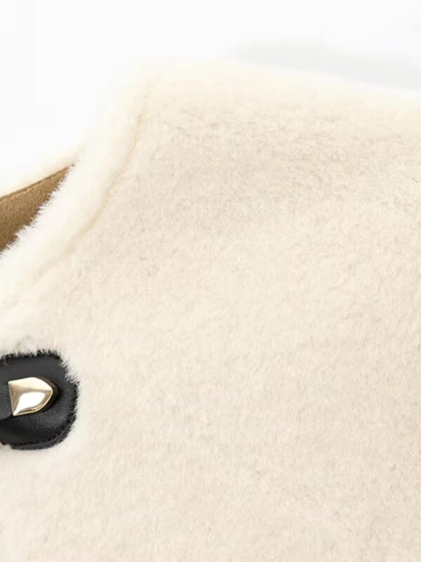 TRZA-Thick Warm Faux Fur Jacket for Women, Long Sleeve Coat, Front Toggle, Female Outerwear, Chic Tops, Fashion - Image 3