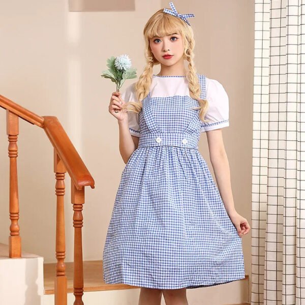 Umorden Blue Gingham Dorothy Costume for Girls Child Kids Farm Dress Short Halloween Book Week Fantasia Costumes - Image 4