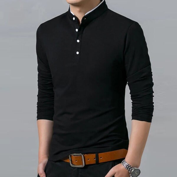 Men's Business Casual Long Sleeve Polo T-shirt Summer Comfortable Breathable Top for Formal Occasions - Image 5