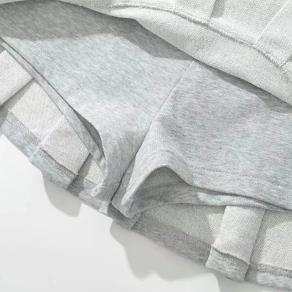 Mooyufon Fabric Y2K Mini Skirt Women Low Waist Wide Pleat Light Grey Sexy Vintage A-line Pleated Skirt Casual Skort Summer - Image 6