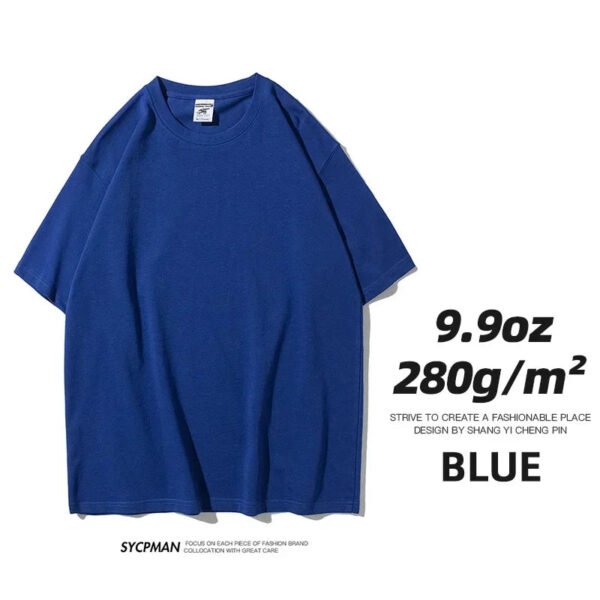 9.9oz 280gsm High Qualtity Oversized Heavy T-shirt for Men Short Sleeve Tee Cotton Solid Color Trend Leisure Green White Black - Image 17